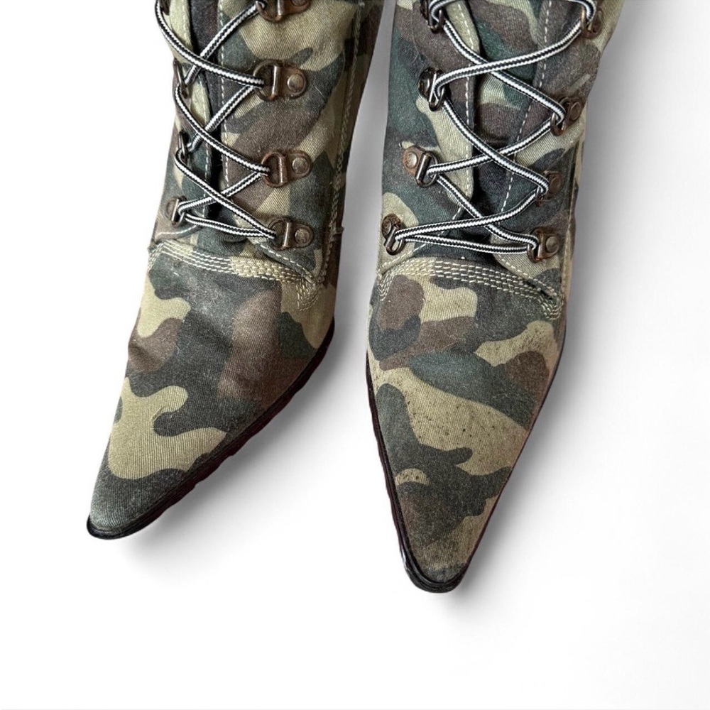 Camouflage Lace-Up Stiletto Ankle Boots - Women - Picture 2 of 6